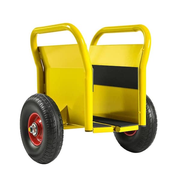Heavy Duty Panel Dolly, 10 in. Solid Rubber Tires, Super Weight 1000 lbs. Serving Cart in Yellow