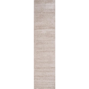 Haze Solid Low-Pile Beige 2 ft. x 10 ft. Runner Rug