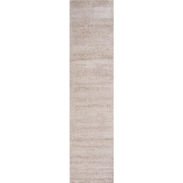 Haze Solid Low-Pile Beige 2 ft. x 8 ft. Runner Rug