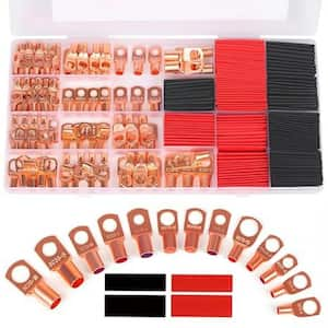 260PCS 125-Volt Ring Terminals Wire Connector, Copper Lugs Tinned Cable Ends for AWG12-2 with 140Pcs Heat Shrink Tubing