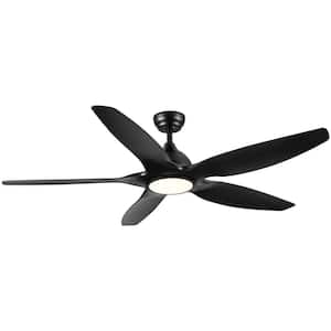 60 in. LED Indoor/Outdoor Black Ceiling Fan with Light Remote Control Dimmable