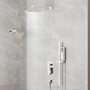 Single Handle 3-Spray Patterns 10 and 6 in. Dual Shower Faucet 2.5 GPM with Adjustable Heads and Handheld in Chorme