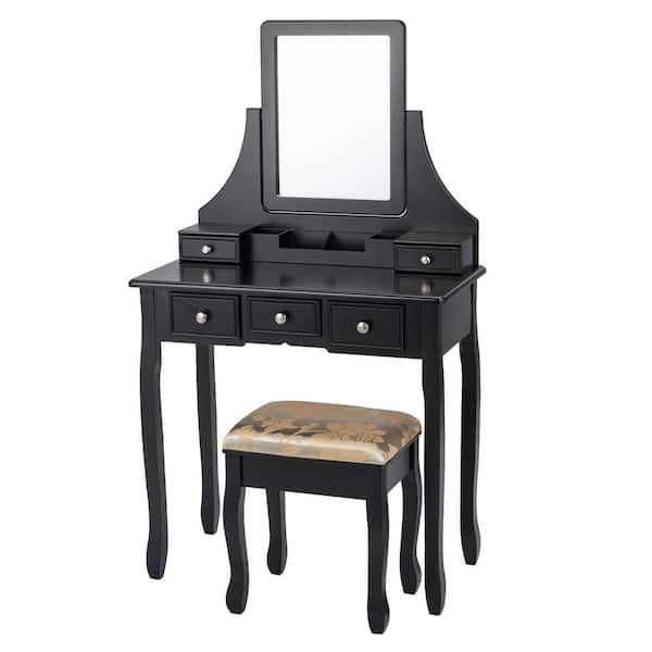 black dressing table stool