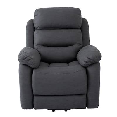 37.8 in. W Dark Gray Power Lift Assist Standard Fabric 1-position Recliner with Storage