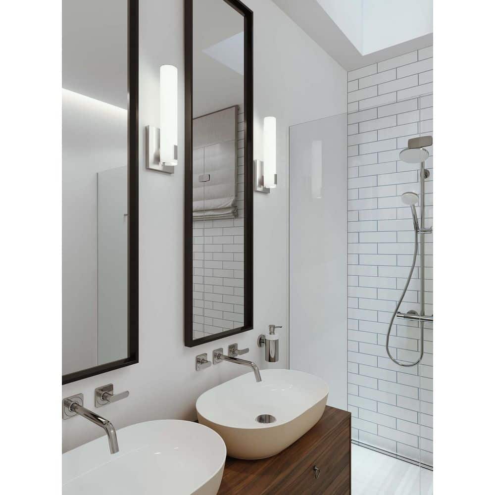 Bowen Transitional 1-Light Satin Nickel Dimmable Wall Sconce with Frosted Glass Shade price history on PriceWatchPro