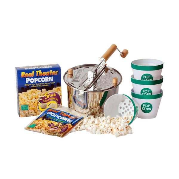 Whirley-Pop 10-Piece Stainless Steel Stovetop Popcorn Popper Set with Serving Bowls