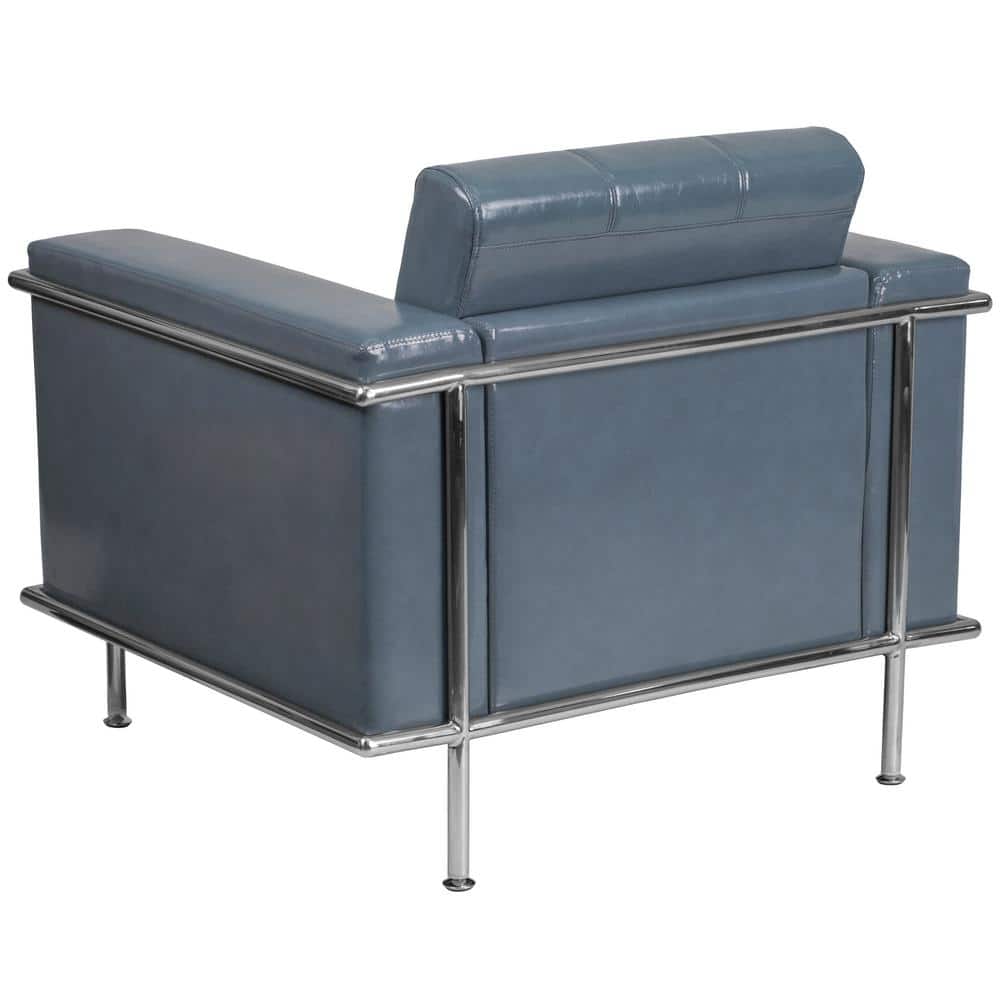 Contemporary Gray Leather Accent Chair with Stainless Steel Frame