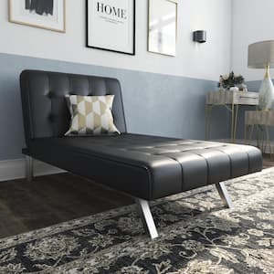 Eva Black Faux Leather Upholstered Convertible Chaise