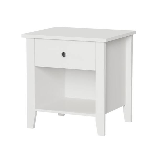 Lavish Home 21 In White Traditional End Table With Drawer And Storage Shelf Hw0200311 The Home Depot