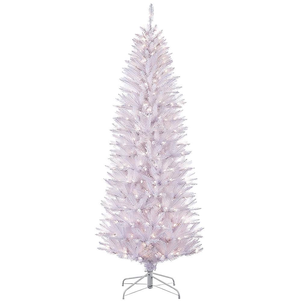 White Pre-Lit Fraser Fir Pencil Christmas Tree with Clear Lights