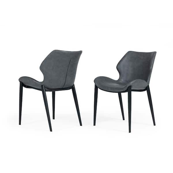 Instone Dark Grey Eco-Leather Dining Chair (Set of 2)