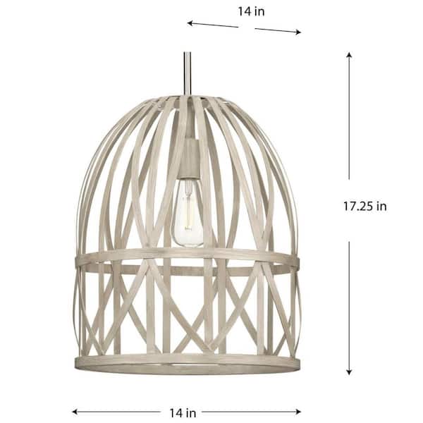 Progress Lighting Chastain 3-Light Brushed Nickel Coastal Bell Medium Hanging Pendant Light