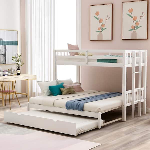Harper Bright Designs White Twin Over, Full King Bunk Beds
