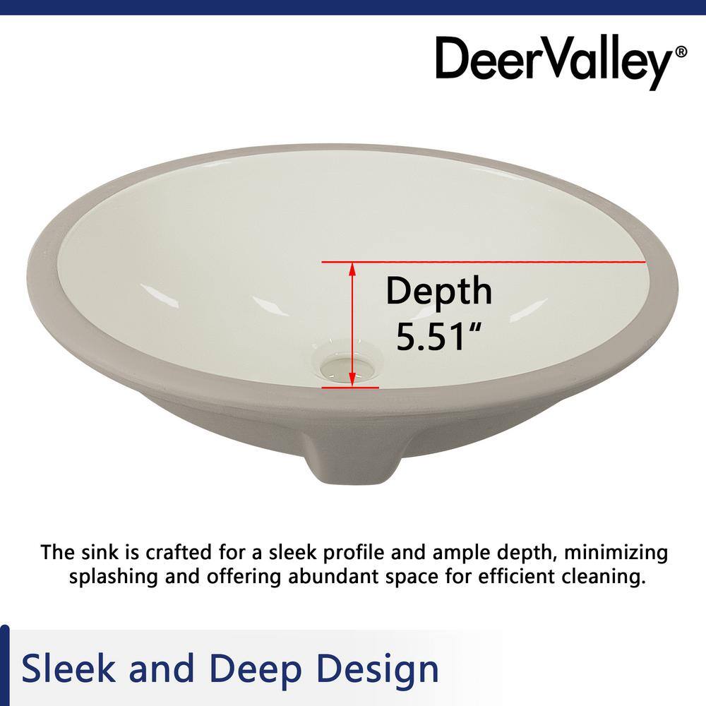 Beige Ceramic 18" Oval Undermount Bathroom Sink