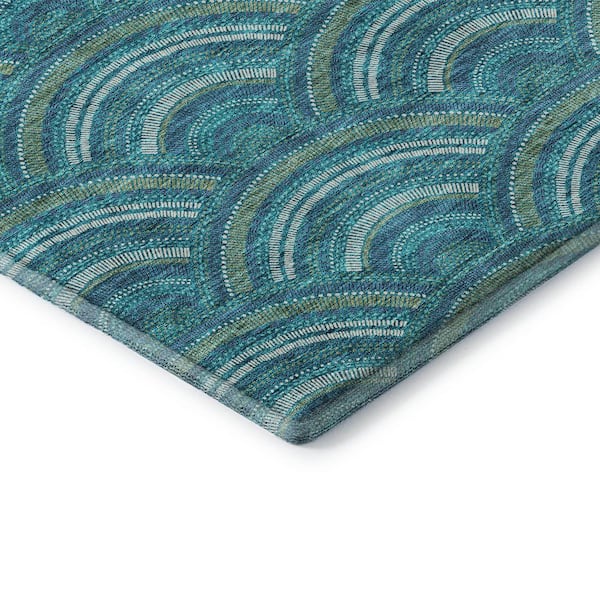Mayfield Premium Machine Washable Abstract AMF984 Teal 1 ft. 8 in. x 2 ft. 6 in. Area Rug