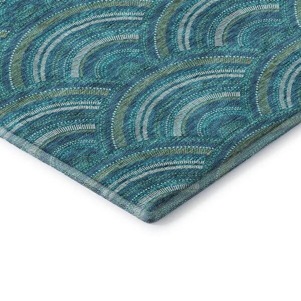 Mayfield Premium Machine Washable Abstract AMF984 Teal 2 ft. 6 in. x 3 ft. 10 in. Area Rug