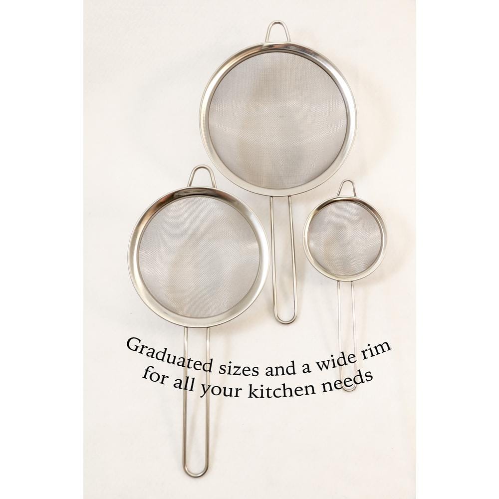 Stainless Steel 3-Piece All Purpose Strainer Set with Long Handles