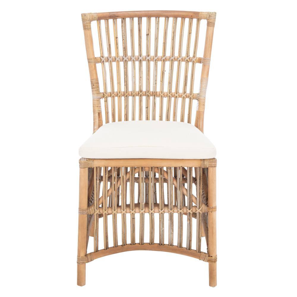 Erika Gray Rattan Accent Chairs with Cushions, Set of 2