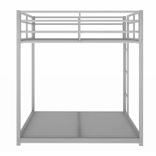 Unbranded 55.90 in. Full Over Silver Low Bunk Bed with Ladder