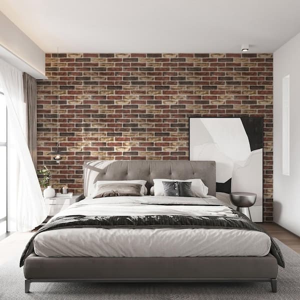Red Brown 27 in. x 27 in. Self Adhesive Faux Brick 3D Wall Panels, Peel and Stick Foam Wallpaper (101 sq. ft. /Case)