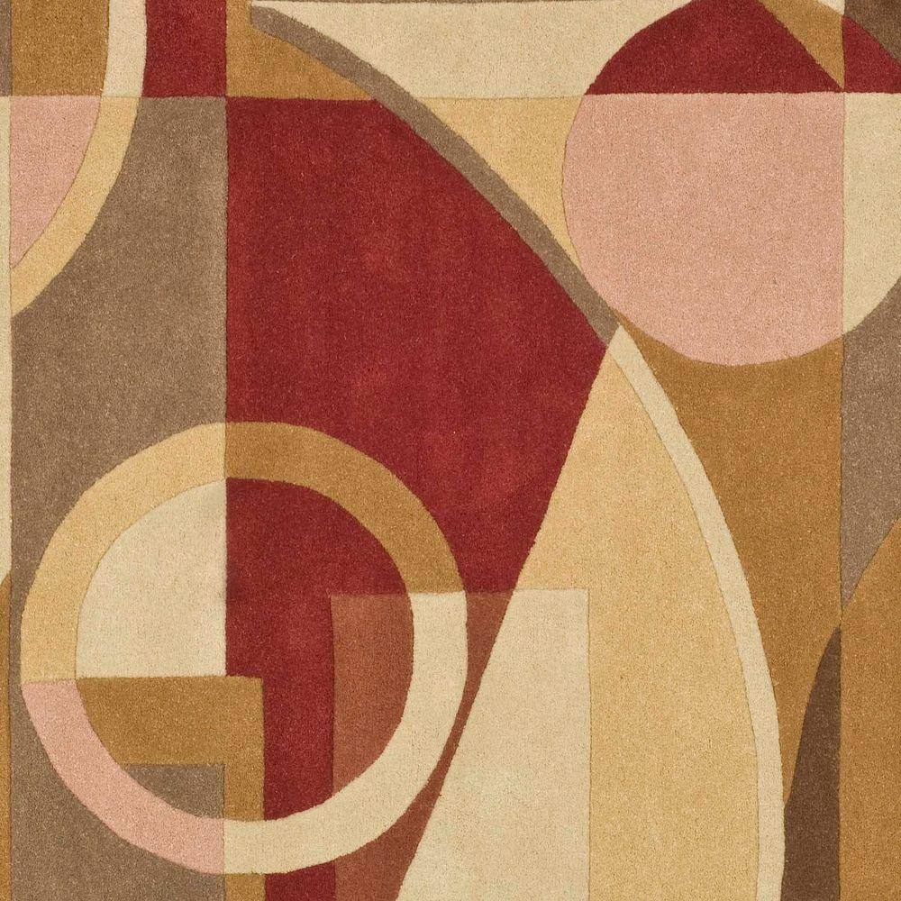 Beige and Multicolor Hand-Tufted Wool Square Area Rug