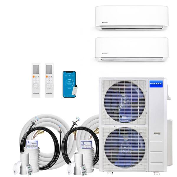 MRCOOL DIY 45,000 BTU 4-Ton 2-Zone 20.5 SEER Ductless Mini-Split AC and  Heat Pump with 36K+9K u0026 50,66ft Lines DIYM248HPW02C33 - The Home Depot