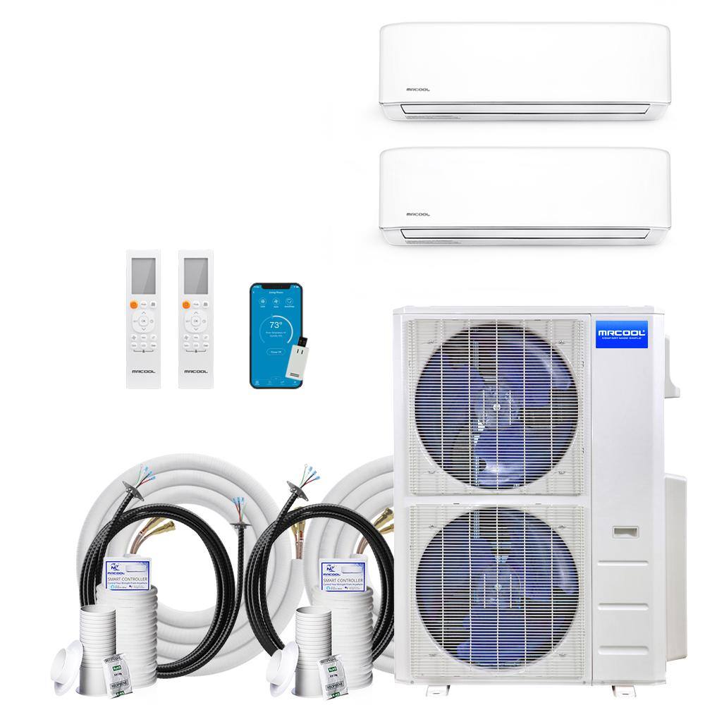 MRCOOL DIY 45,000 BTU 4-Ton 2-Zone 20.5 SEER Ductless Mini-Split AC and  Heat Pump with 36K+9K u0026 66,75ft Lines DIYM248HPW02C41 - The Home Depot