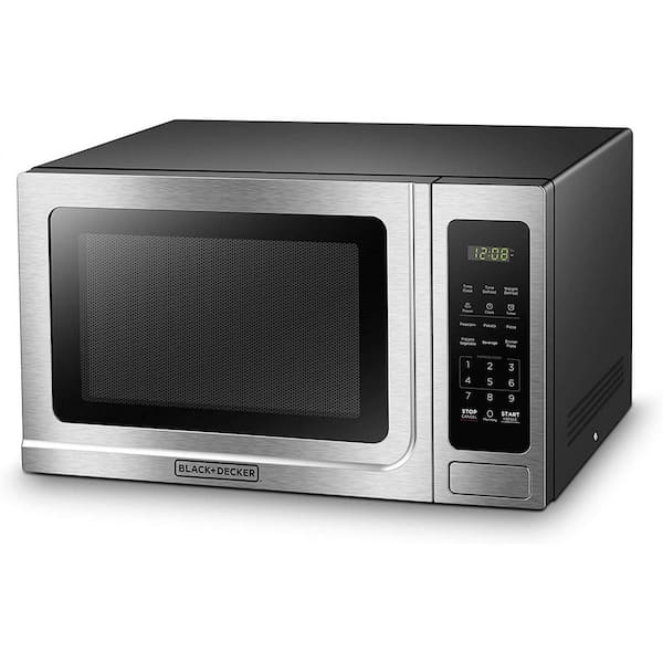  BLACK+DECKER EM031MB11 Digital Microwave Oven with Turntable  Push-Button Door, 1000W,1.1cu.ft, Stainless Steel & 4-Slice Toaster Oven  with Natural Convection, Stainless Steel, TO1760SS : Home & Kitchen