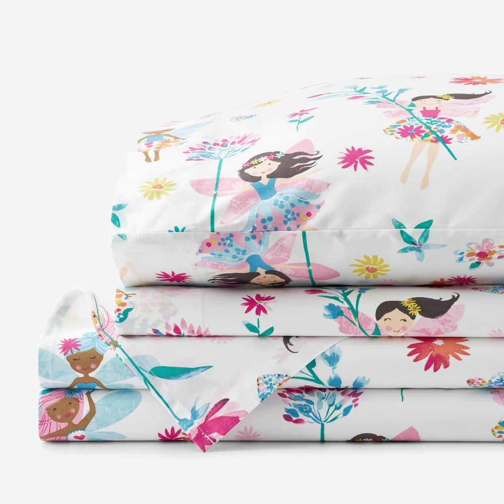 Floral Fairies Classic Cool Organic Cotton Percale Sheet Set Pink Size Twin The Company Store