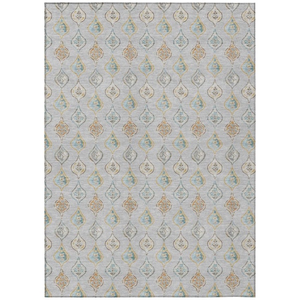 Chantille Machine Washable Indoor/Outdoor Abstract ACN2632 Silver 9 ft. x 12 ft. Area Rug