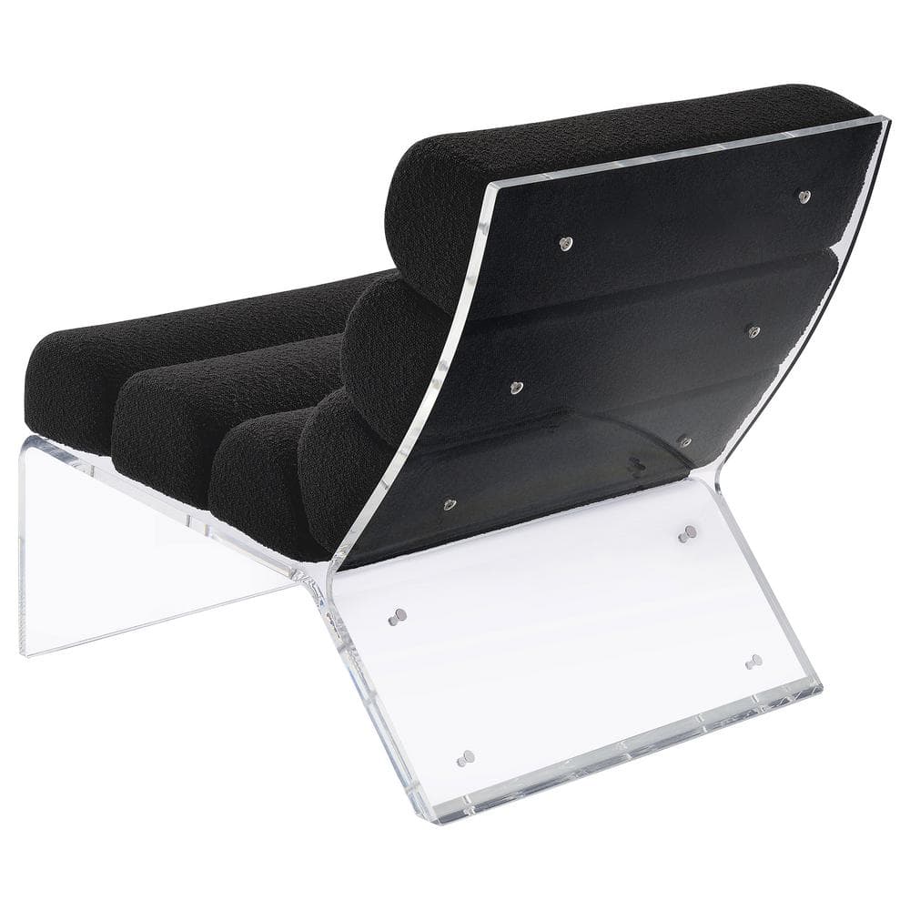 Black Bouclé Upholstered Accent Chair with Clear Acrylic Frame
