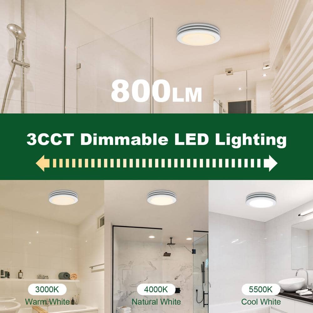 White Acrylic Round Ceiling Mount Bathroom Exhaust Fan with LED Light