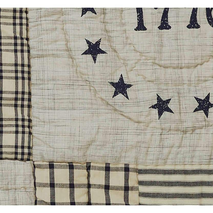 Navy and Khaki Cotton Quilted Lap Throw 32x32