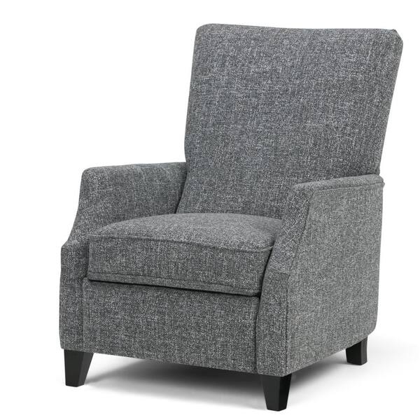 Simpli Home Noah 29 in. Wide Contemporary Push Arm Recliner in Grey Tweed Fabric