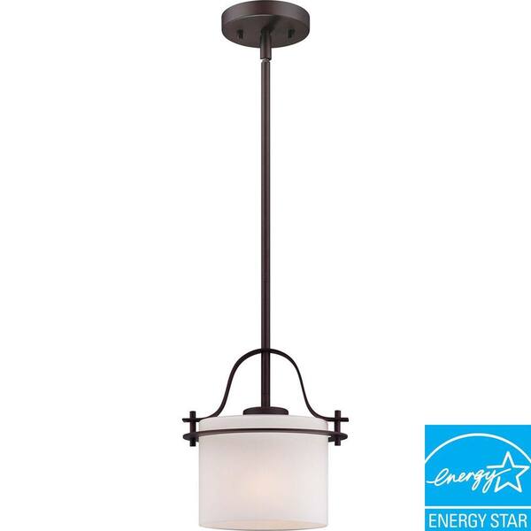 Illumine Elektra 1-Light Venetian Bronze Mini-Pendant with Oval Frosted Glass