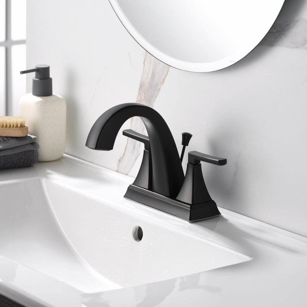 Matte Black Zinc Two-Handle Centerset Bathroom Faucet