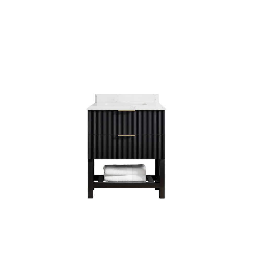 "Catalina 30 in. W x 22 in. D x 36 in. H Bath Vanity in Black with 1.5"" Empira Quartz Top" price history on PriceWatchPro