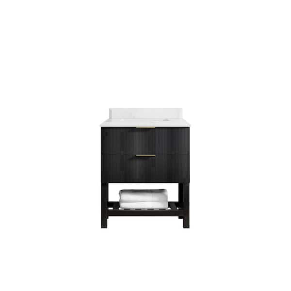 Willow Collections Catalina 30 in. W x 22 in. D x 36 in. H Bath Vanity in Black with 1.5" Empira Quartz Top