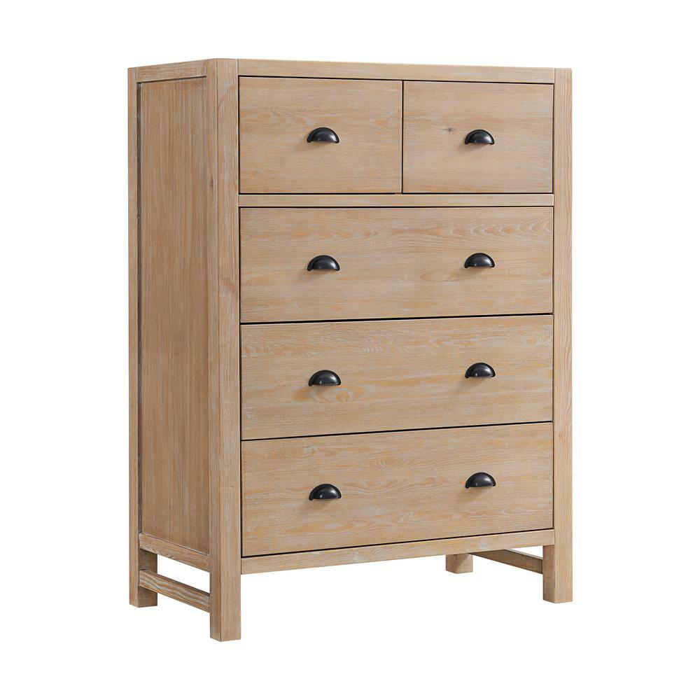 Arden Light Driftwood 4-Piece Pine Wood Bedroom Set