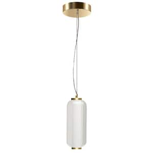 Ramona 10-Watt 1-Light Aged Brass Shaded Integrated LED Pendant Light