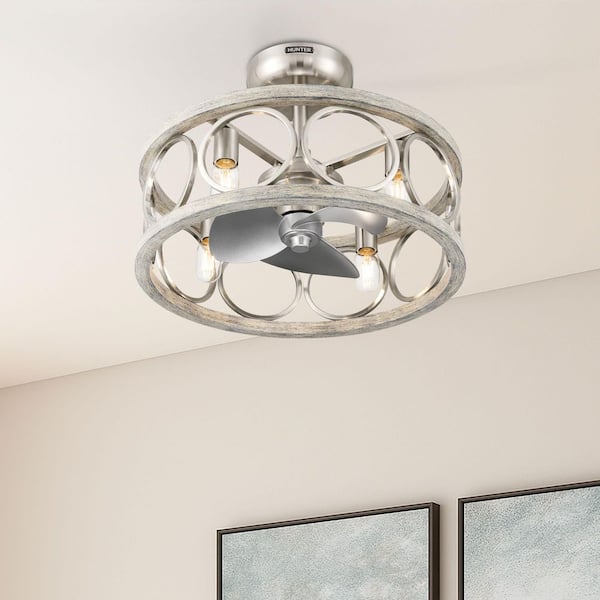 Hunter Haven Fandelier 4-Light Brushed Nickel Core Fans for Bedroom