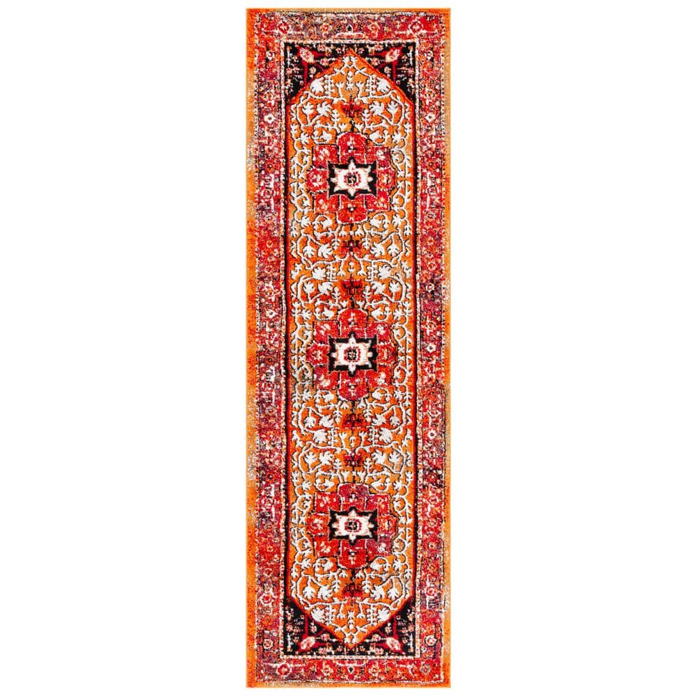 SAFAVIEH Vintage Hamadan 2 ft. x 8 ft. Red/Orange Medallion Ornate ...