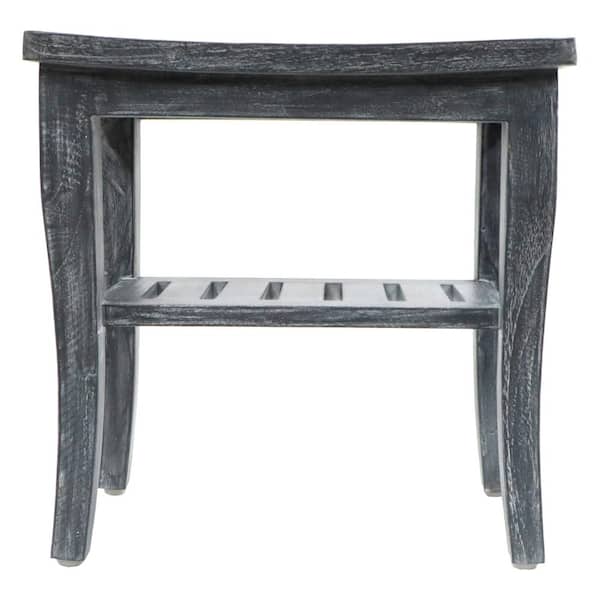 Unbranded 16.75 in. x 10 in. x 16.75 in. Weathered Gray Genuine Teak Petite Shower Seat