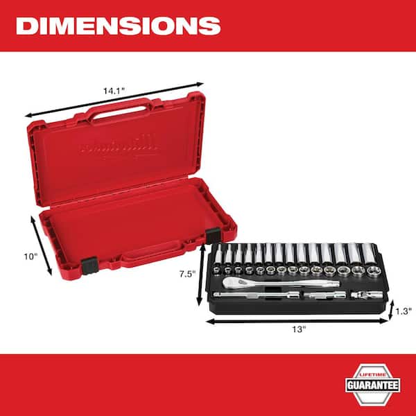 Milwaukee - 3/8 in. Drive SAE/Metric Ratchet and Socket Mechanics Tool Set (60-Piece)