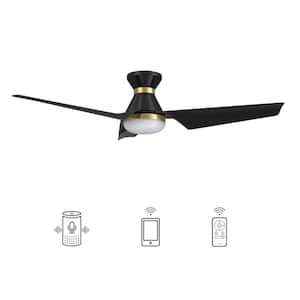 Jett 52 in. Dimmable LED Indoor Black Smart Ceiling Fan with Light and Remote, Works with Alexa and Google Home
