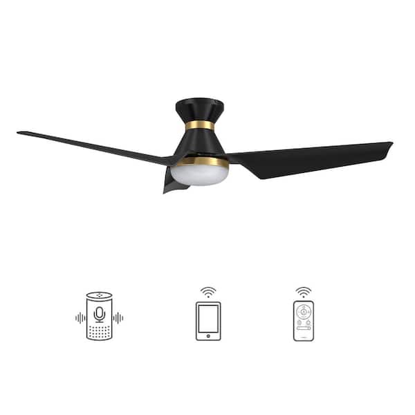 CARRO Jett 52 in. Dimmable LED Indoor Black Smart Ceiling Fan with Light and Remote, Works with Alexa and Google Home