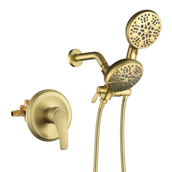 Single Handle 7-Spray Shower Faucet 1.8 GPM with Pressure Balance Valve in Brushed Gold