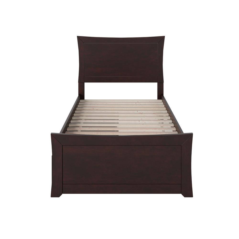 HAOYUN Metro Twin Size Platform Bed with Matching Footboard & Storage Drawers in Espresso