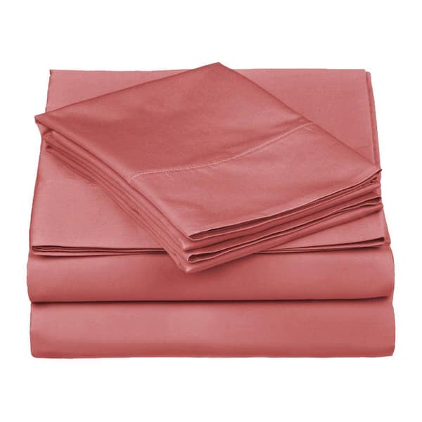 530 Thread Count 4-Piece Blush Solid Egyptian Cotton Deep Pocket Full Sheet Set