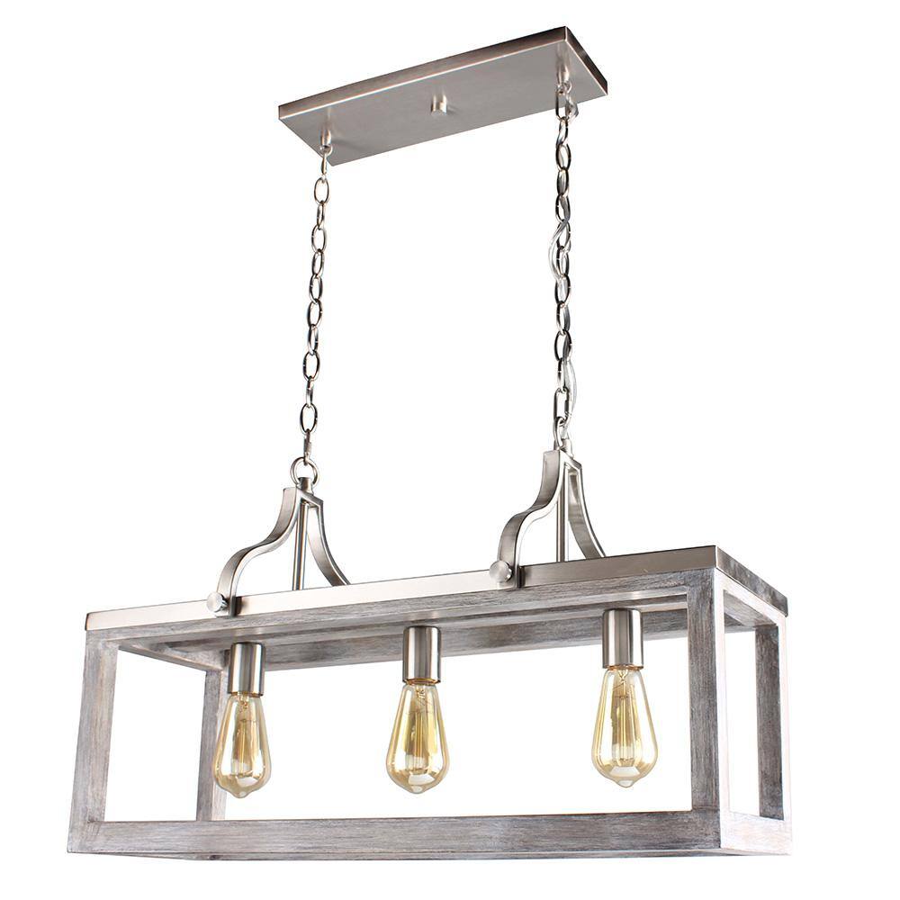 Westbury 3-Light Brushed Nickel with Painted Grey Driftwood Chandelier